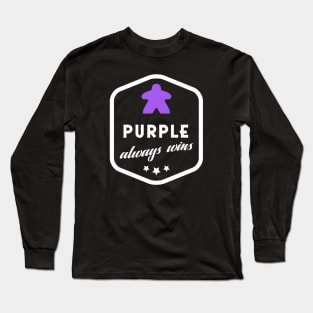 Purple Always Wins Meeple Board Games Meeples and Roleplaying Addict - Tabletop RPG Vault Long Sleeve T-Shirt